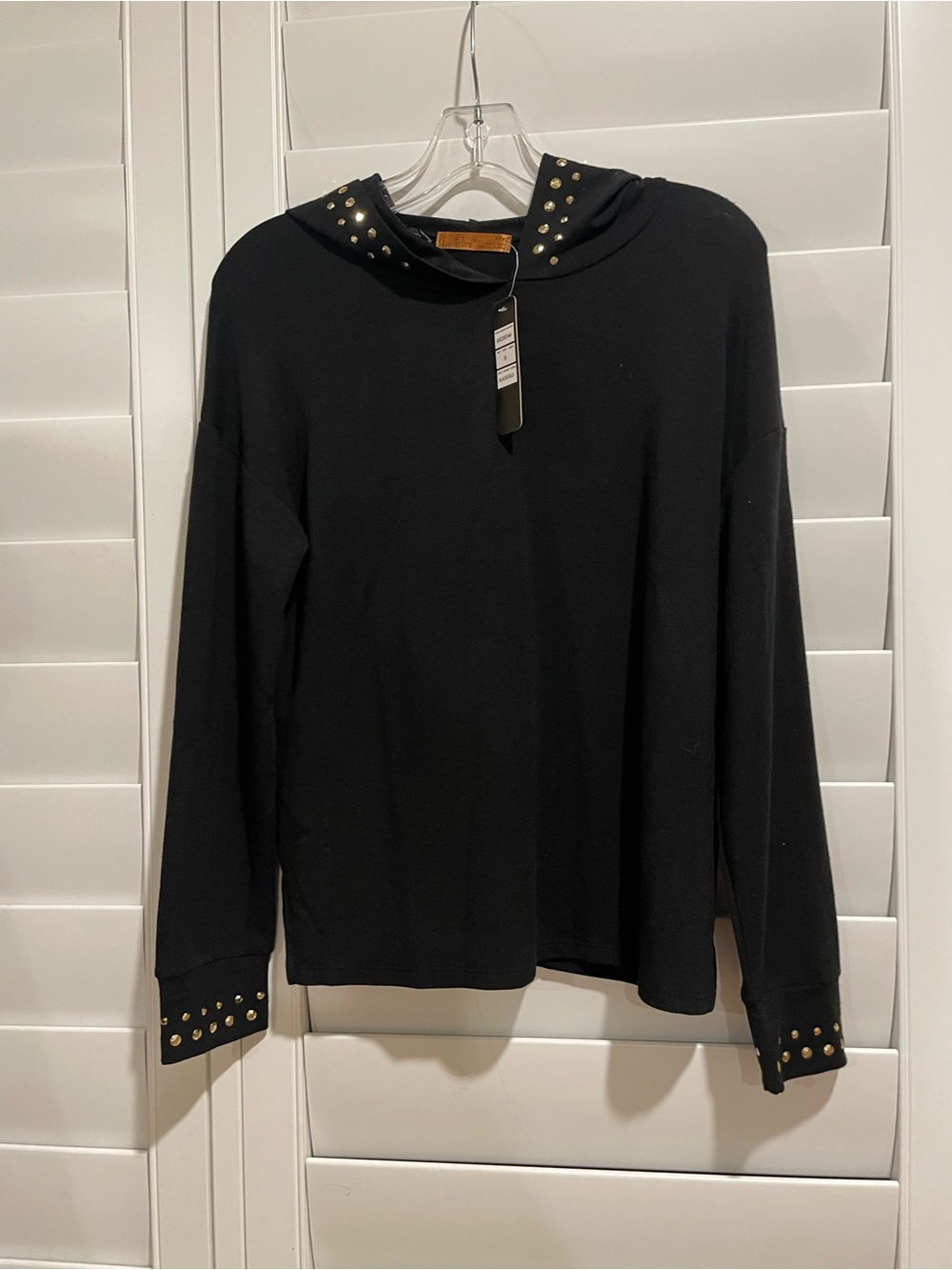 Belldini Black Hooded Pullover with Gold Studs